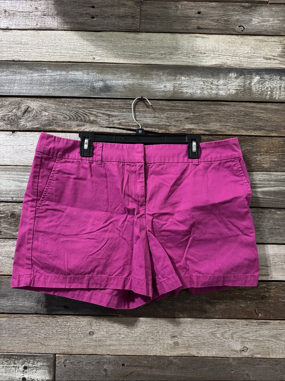 LOFT Magenta Cotton Bermuda Shorts